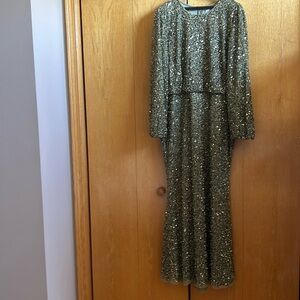 Mac Duggal Green Sequin Maxi Dress